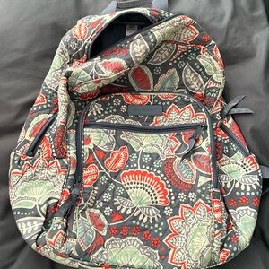 Vera Bradley Floral Quilted Backpack in Black, Red, Green, Cream